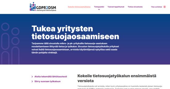 Tietosuoja on pk-yrityksen kilpailuetu – uusi työkalu auttaa yrittäjää arvioimaan tietosuojakäytäntöjään