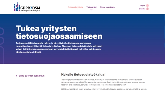 GDPR2DSM-hankkeessa edistettiin pk-yritysten tietosuojaosaamista – tietosuojatyökalu saatavilla avoimena lähdekoodina